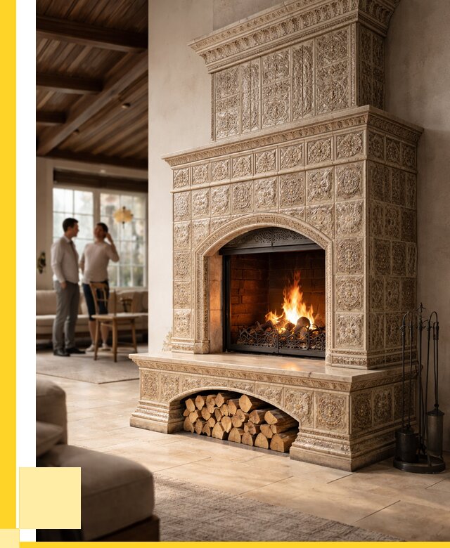 Купить изразцовый камин в Обнинске от 253750 р. | ЭриданБнн