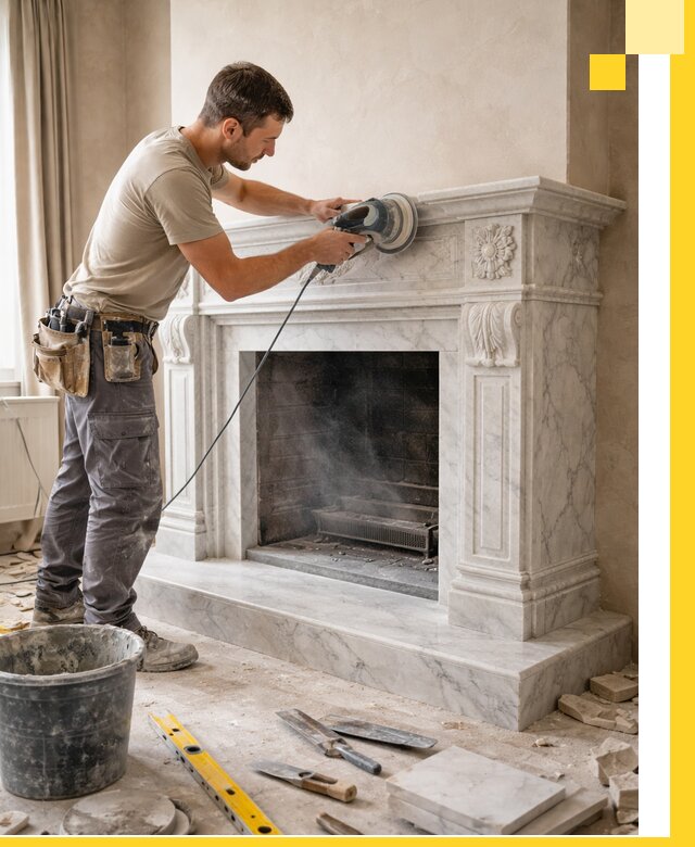 Изготовление и установка мраморных каминов в Обнинске под ключ