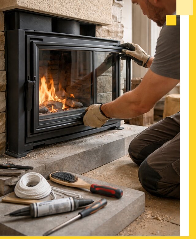 Производство, монтаж и доставка каминов со стеклом в Обнинске