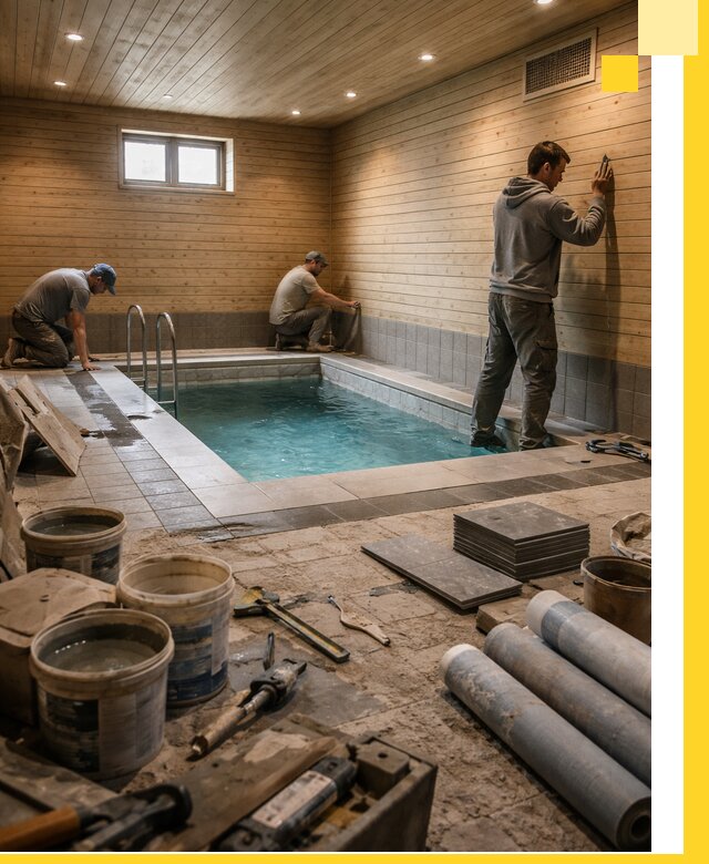 Строительство бани с бассейном и сауной под ключ в Обнинске