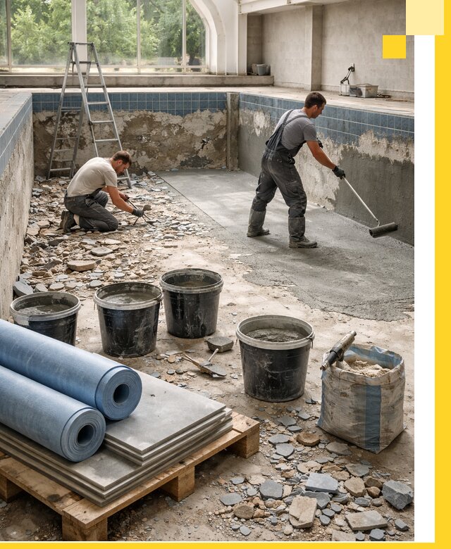 Реконструкция бассейнов в Обнинске: ремонт, гидроизоляция