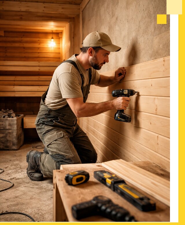 Профессиональная внутренняя отделка бани в Обнинске под ключ