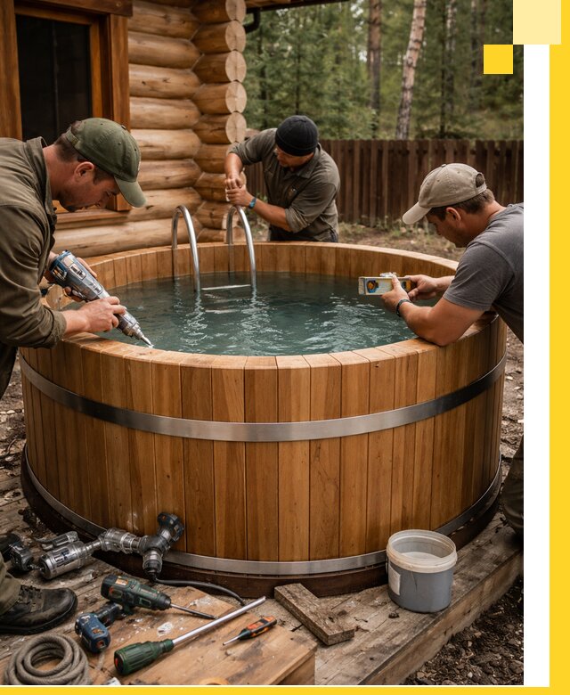 Строительство бань с купелью под ключ и отделкой в Обнинске