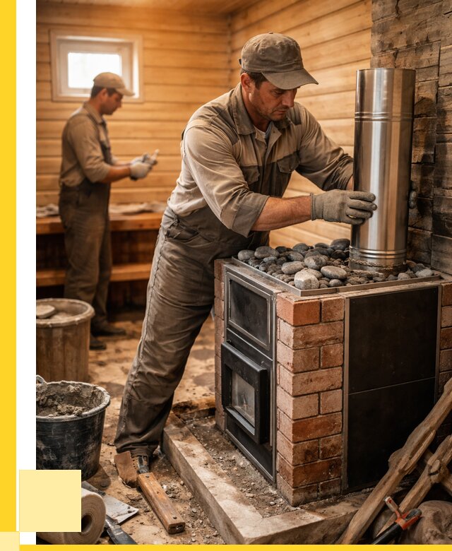 Монтаж печи в бане под ключ в Обнинске от 20300 р. | ЭриданБнн