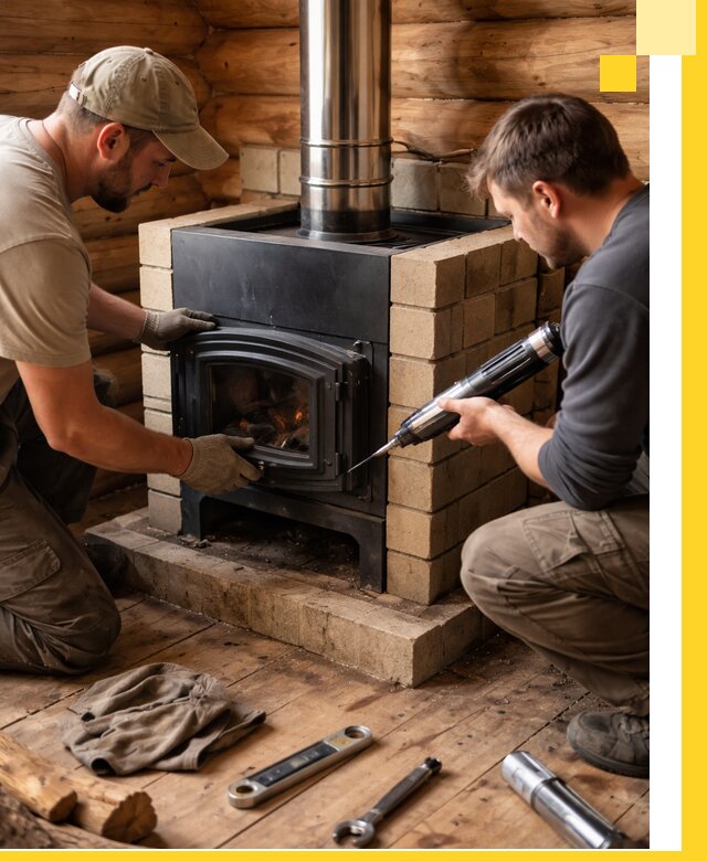 Монтаж и установка печи в бане под ключ с гарантией в Обнинске