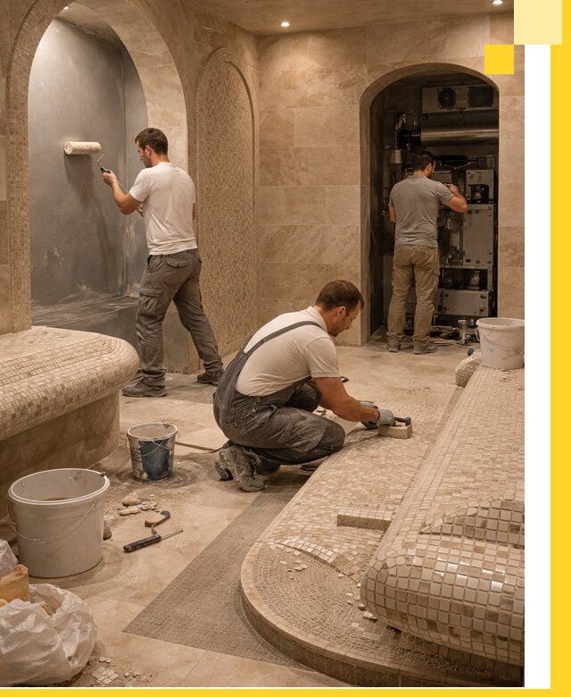 Строительство бани с хамамом и бассейном под ключ в Обнинске