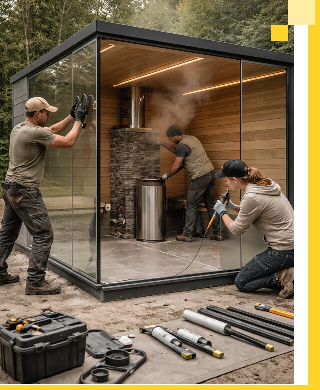 Проектирование и строительство стеклянных бань в Обнинске