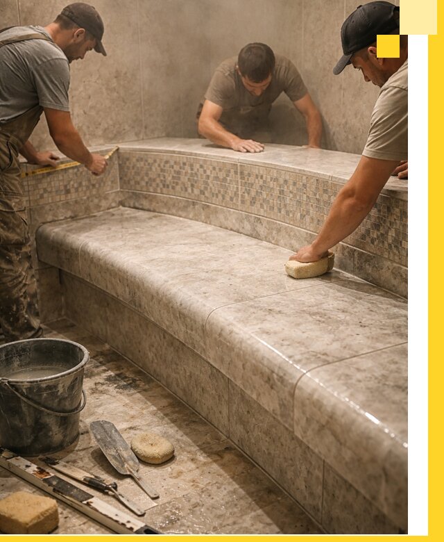 Изготовление и установка сидений для хамама в Обнинске